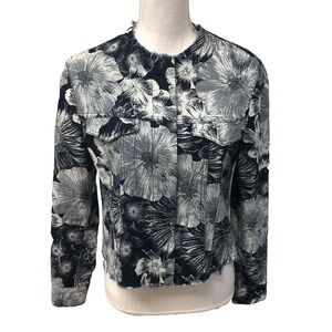 Marques Almeida Chambray Denim Top Jacket Womens Medium Black Floral Raw Hem